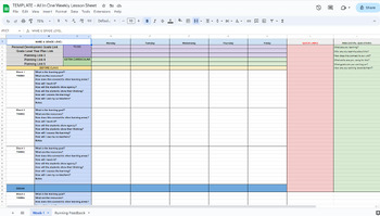 Preview of All In One! Weekly Lesson Planning Sheet