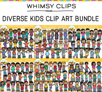 Preview of Diverse Kids Clip Art Bundle
