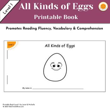 Preview of All Kinds of Eggs Printable Book Level 1