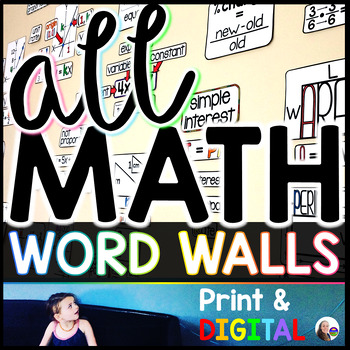 Preview of All Math Word Walls Bundle | Math Bulletin Board Vocabulary Grades 2-11