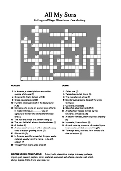 All My Sons Crossword Puzzle Based on Stage Directions by M Walsh