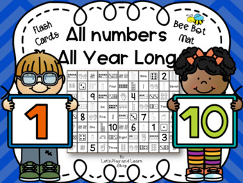 Preview of All Numbers 1-10 Bee Bot Mat and Flash Cards All Year Long
