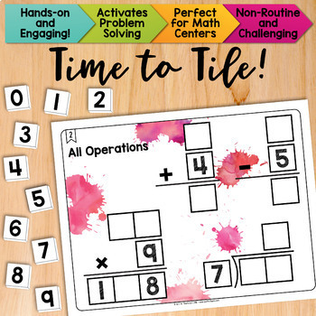 Preview of All Operations {Add, Subtract, Multiply, & Divide} Math Centers Math Tiles