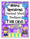 Mixed Operations Decimal Word Problem Task Cards, Worksheets and answer keys