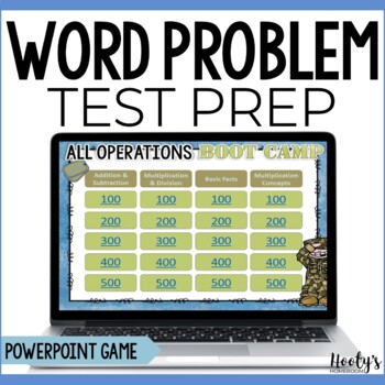 Preview of 3rd Grade Math Word Problems STAAR Test Prep - Jeopardy Style STAAR Review Game