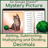 Preview of All Operations with Decimals | Distance Learning | Mystery Picture | Kitty