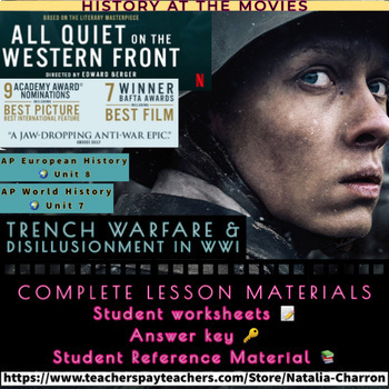 Preview of All Quiet on The Western Front EDITABLE Movie Guide & Inquiry-Based Lesson Pack