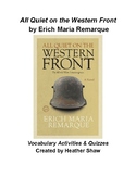 All Quiet on the Western Front Vocabulary Lists, Activitie