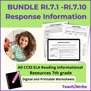 Preview of All Reading Information Writing Response Paragraphs BUNDLE RI.7.1-10