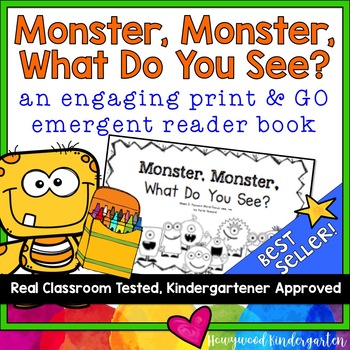 Preview of Monsters and Colors ... Rhyming Emergent Reader Book ... What do you see?
