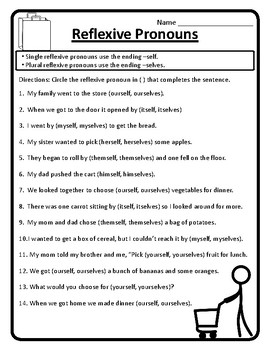 all reflexive pronouns worksheets self selves reflexive pronouns