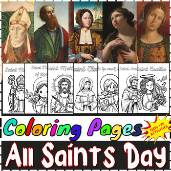 Preview of All Saints Day Activities ⭐ Catholic Saints Coloring Pages for Prek to 3rd Grade