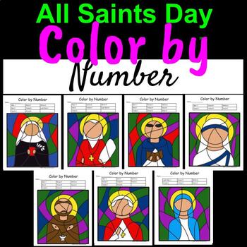 Preview of All Saints Day Color by Number Coloring Activity
