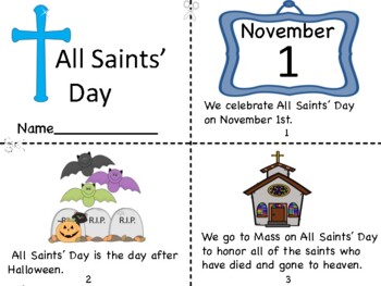 Preview of All Saints' Day Mini Book/Coloring Pages/Prayer Pages
