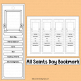 All Saints Day Project Bookmarks Template Writing Activiti