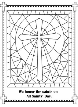 Preview of All Saints' Day Stained Glass Cross Coloring Pages!