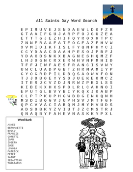 All Saints Day Word Search For Kids Free Printable - Gambaran