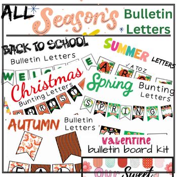 Preview of All Seasons Bulletin board letters bundle / Entire year seasons bunting bundle