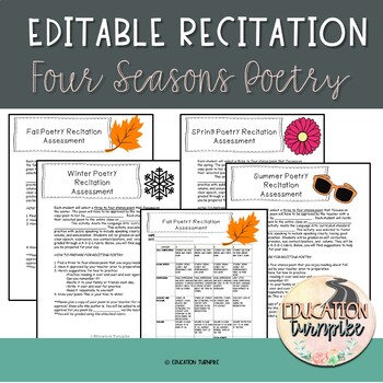 Preview of Recite Four Seasons of Poetry Bundle
