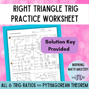 Preview of All Six Right Triangle Trig Ratios Practice Worksheet - Classwork