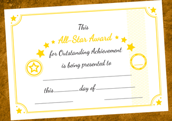 Preview of All-Star Award Certificate