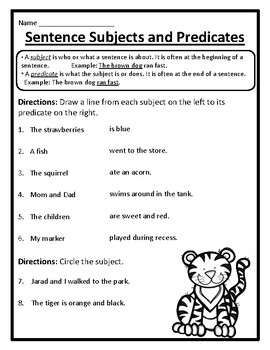 All Subjects and Predicates Worksheets Subject ]Worksheets Predicate