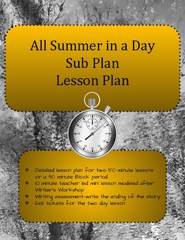 Preview of All Summer In a Day Lesson Plan Sub Plan