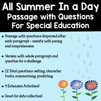 Preview of All Summer In a Day - Reading Comprehension - Distance Learning