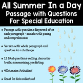 All Summer In a Day - Reading Comprehension - Distance Learning