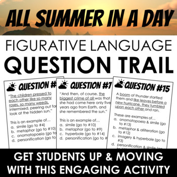 Preview of All Summer in A Day: Figurative Language Question Trail - Engaging Activity