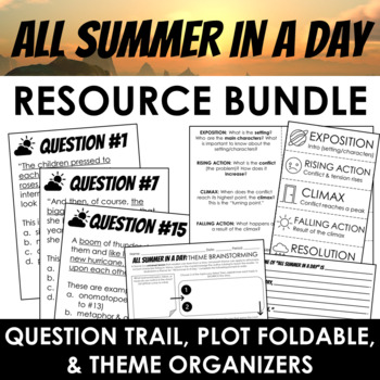Preview of All Summer in A Day Resource Bundle: Question Trail, Foldable, & Organizers