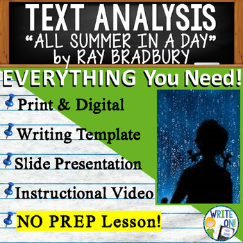 Preview of All Summer in a Day by Ray Bradbury - Text Based Evidence Text Analysis Writing
