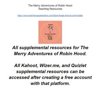 Preview of All Supplemental Resources (links) for The Merry Adventures of Robin Hood