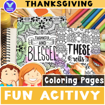 Preview of All THANKSGIVING Coloring Pages Holiday Seasonal Classroom Activities NO PREP