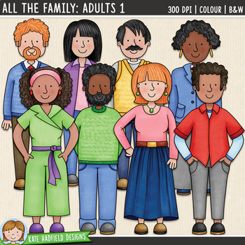 Preview of All The Family: Adults Clip Art 1 (Kate Hadfield Designs)