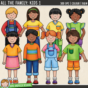 Preview of All The Family: Kids Clip Art 1 (Kate Hadfield Designs)