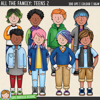 Preview of All The Family: Teens Clip Art 2 (Kate Hadfield Designs)