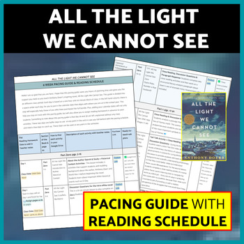 Preview of All The Light We Cannot See Novel Study Pacing Guide, Reading Schedule Unit Plan