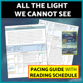 All The Light We Cannot See Novel Study Pacing Guide, Read