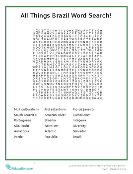 Preview of All Things Brazil Word Search!