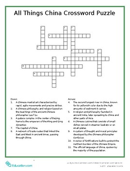 Preview of All Things China Crossword Puzzle!