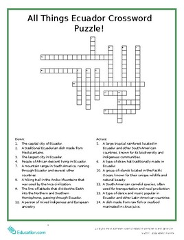 Preview of All Things Ecuador Crossword Puzzle!