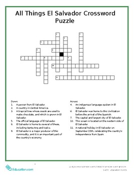 Preview of All Things El Salvador Crossword Puzzle!