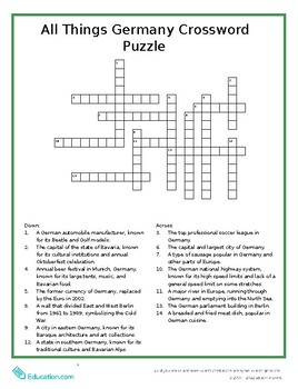 Preview of All Things Germany Crossword Puzzle!