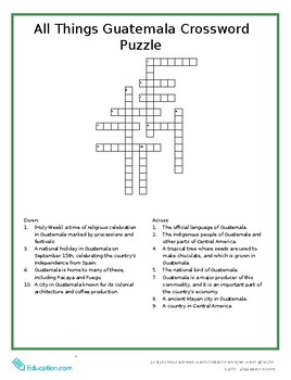 Preview of All Things Guatemala Crossword Puzzle!