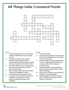 Preview of All Things India Crossword Puzzle!