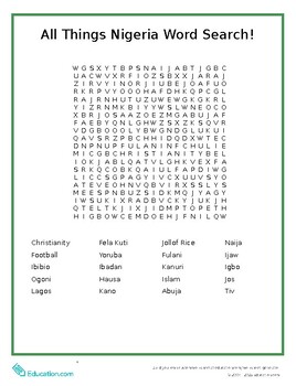 Preview of All Things Nigeria Word Search!