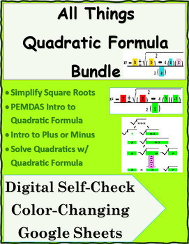Preview of All Things Quadratic Formula Digital Color Change & Self Check Bundle
