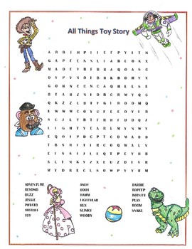 Preview of Toy Story Activity Movie Word Search Disney