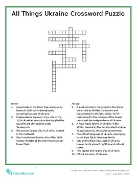 Preview of All Things Ukraine Crossword Puzzle!